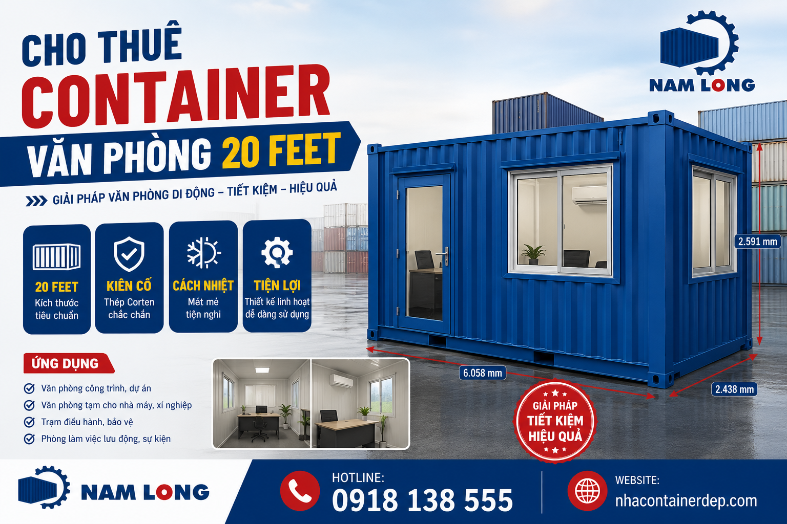 Ưu điểm dịch vụ cho thuê container văn phòng 20 feet