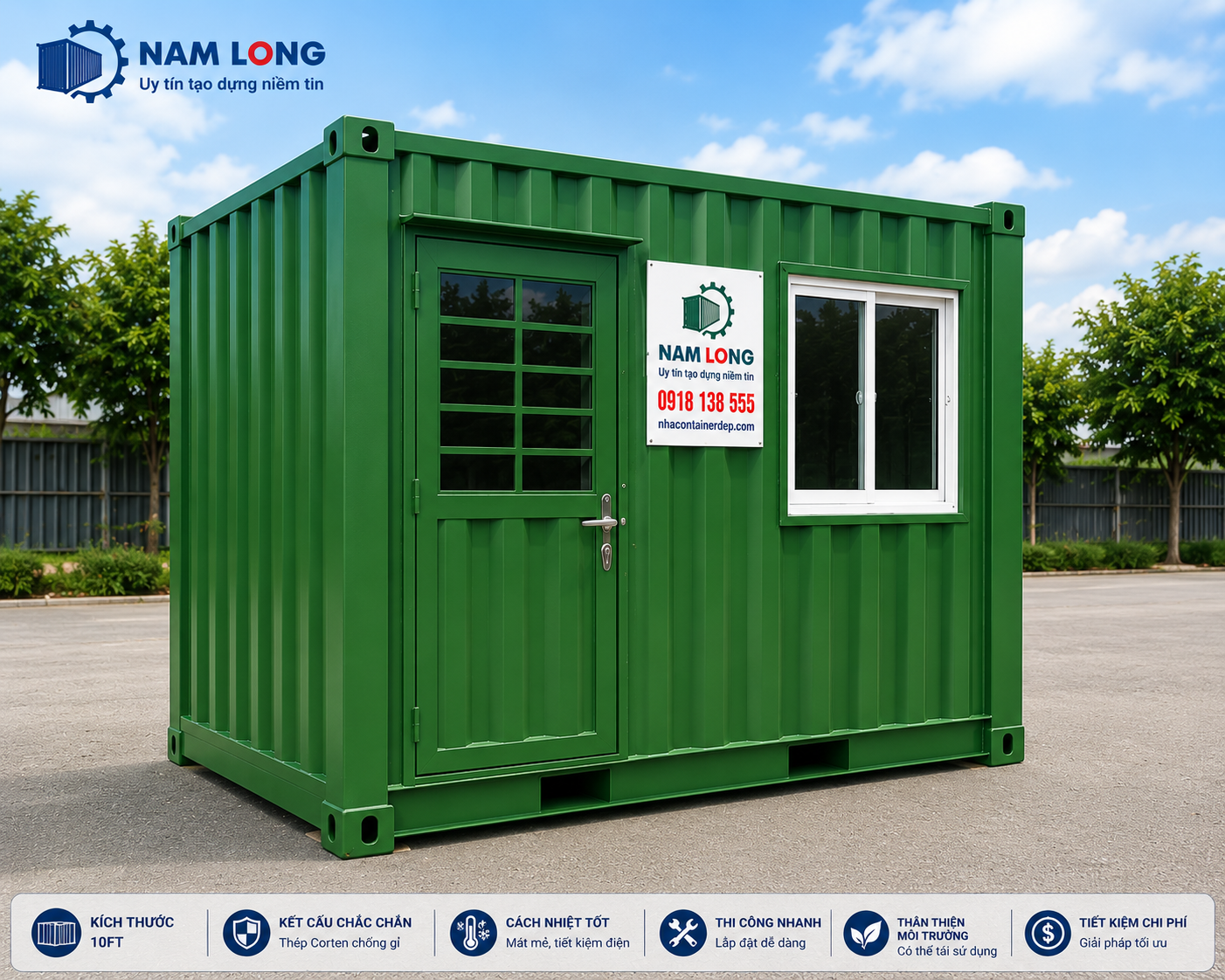 Mẫu container văn phòng 10 feet hiện đại