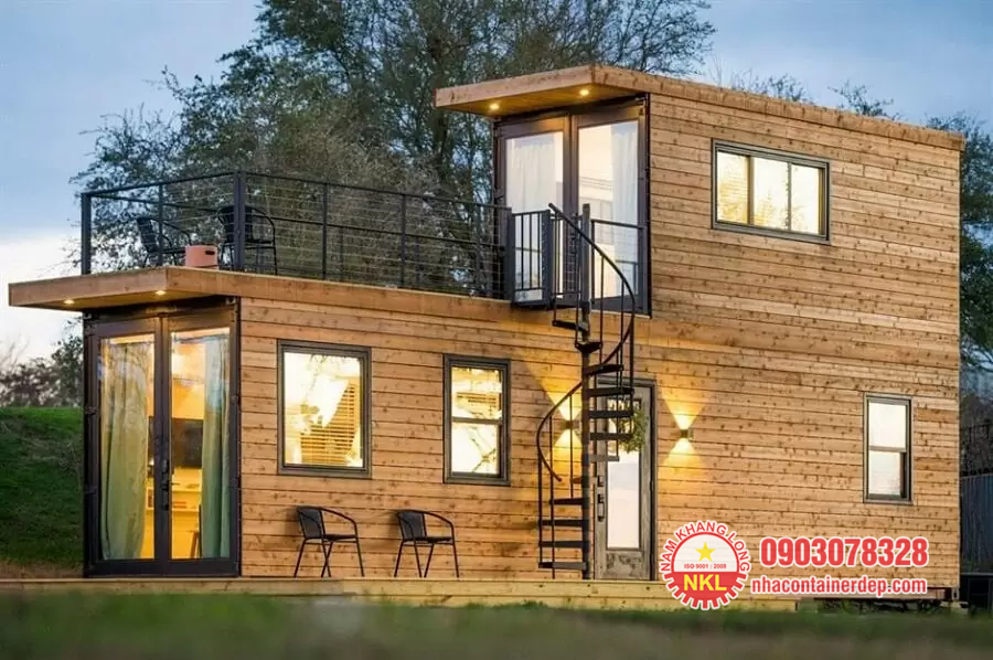 Nhà container kết hợp gỗ
