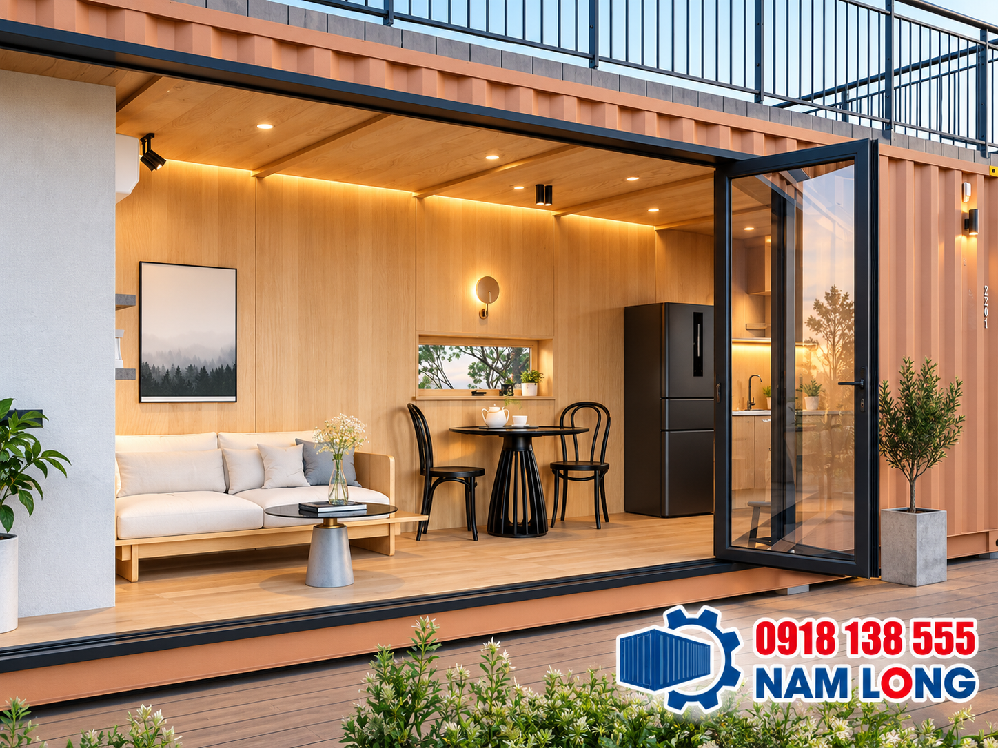 Nhà container 1 tầng thiết kế mở