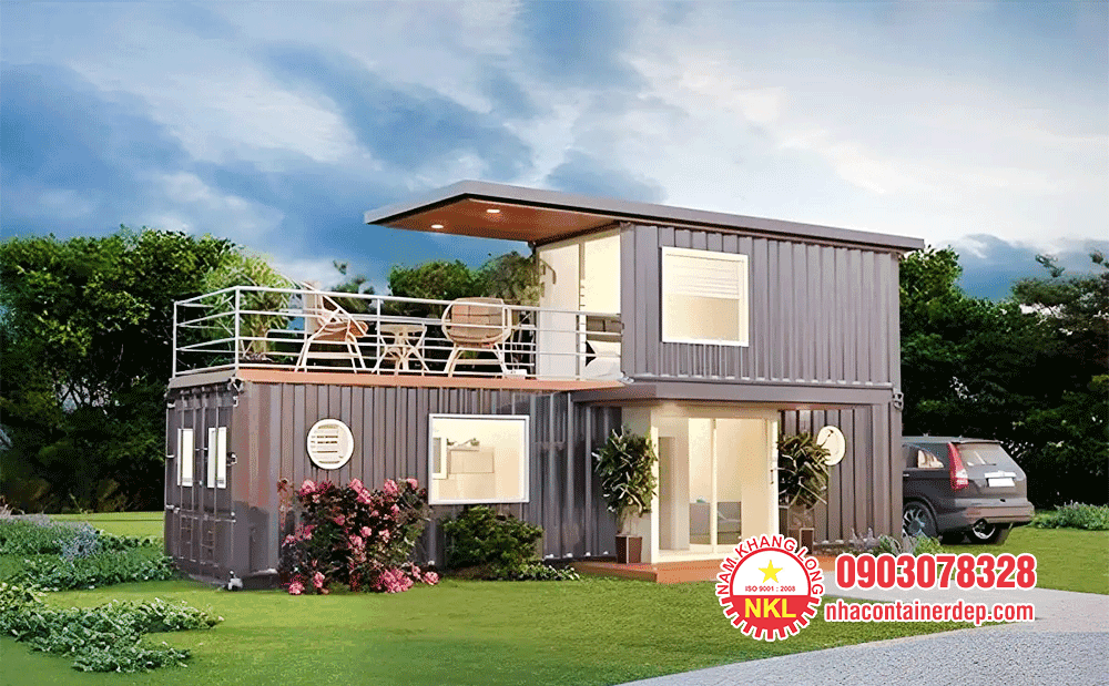 Nhà container 2 tầng sân thượng