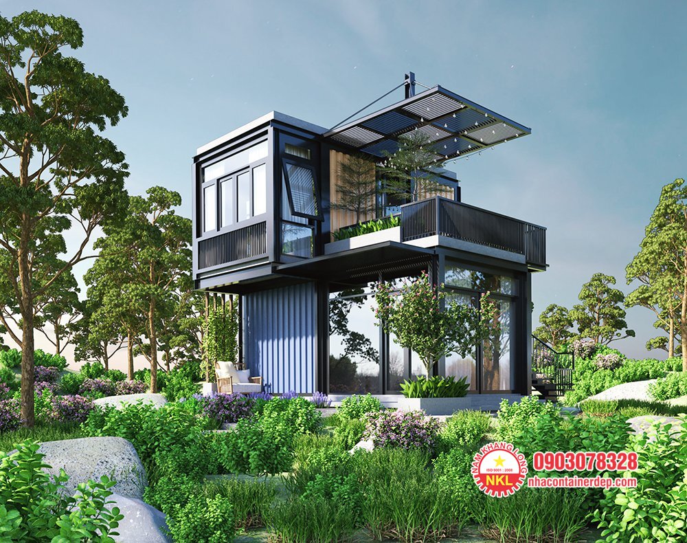 Nhà container 2 tầng sân vườn