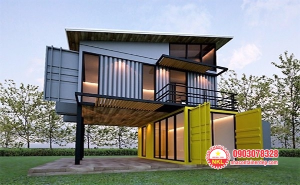 Nhà container 2 tầng thiết kế mở