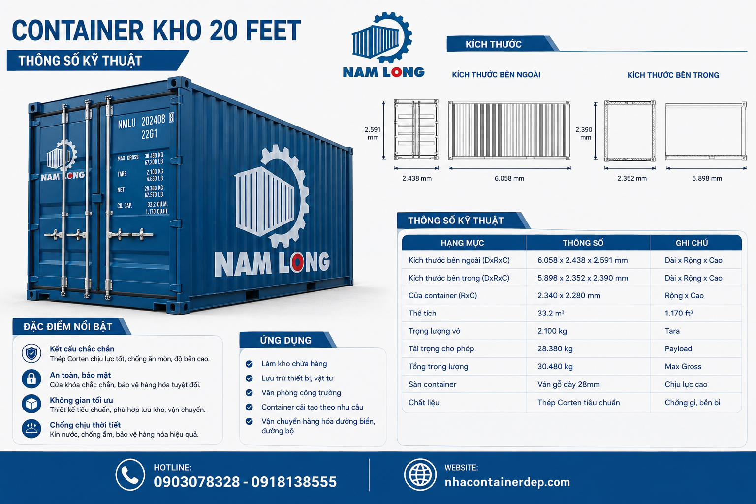 Cấu tạo bền bỉ của Container Kho 20 Feet