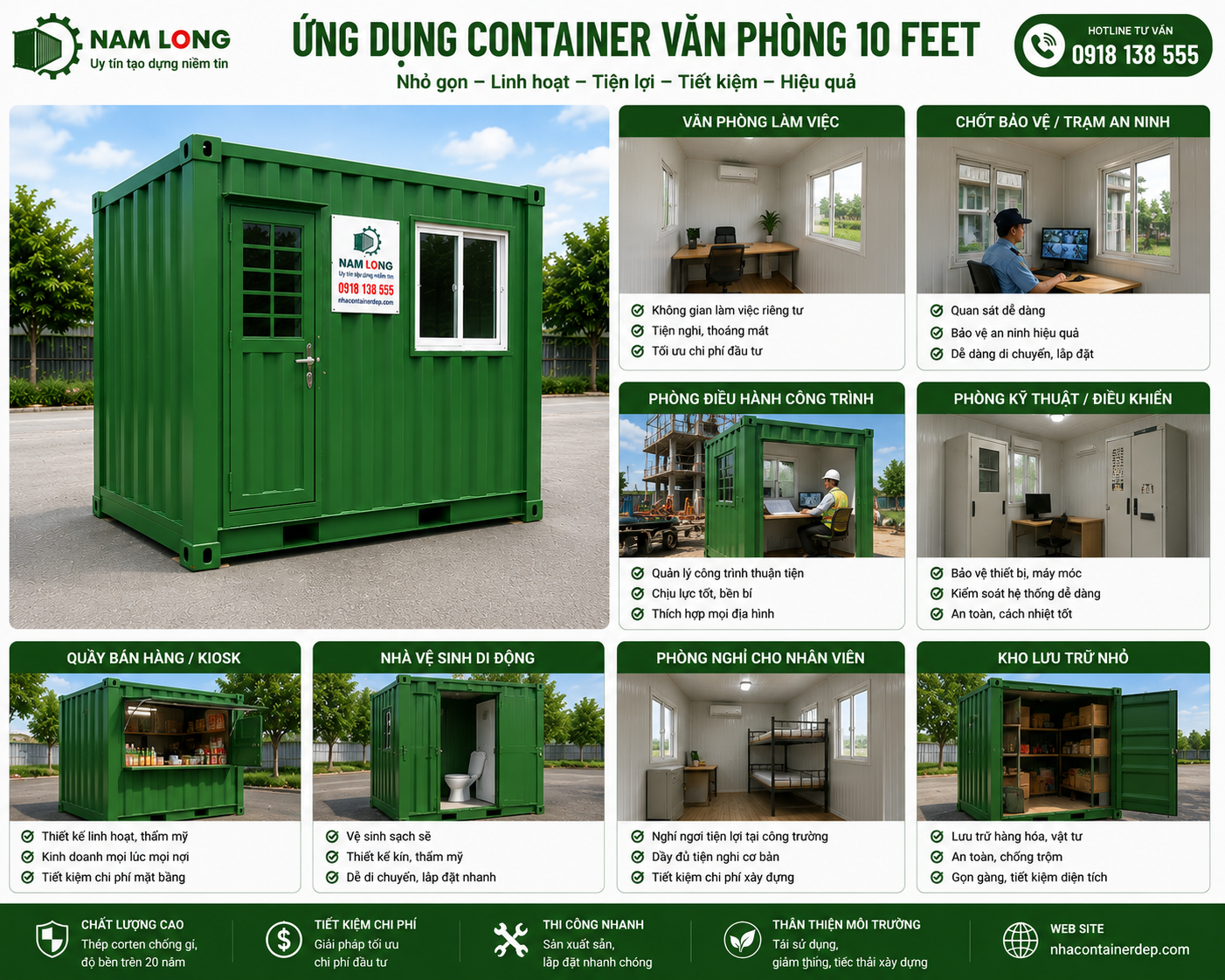 ứng dụng container văn phòng 10 feet