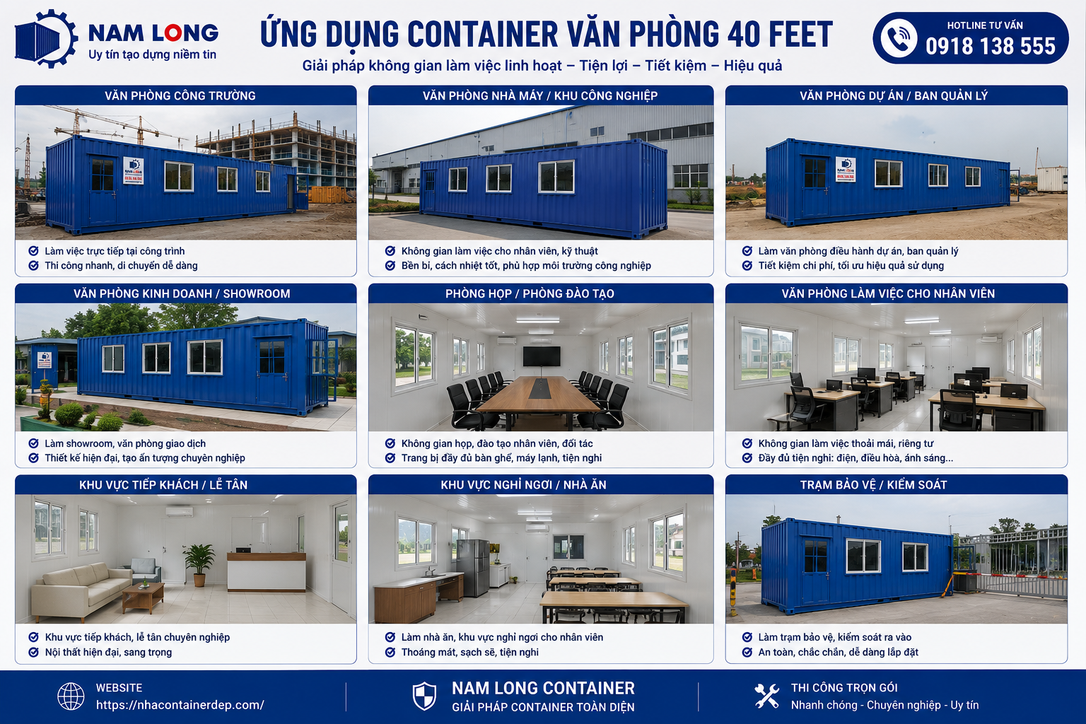 Nội thất container văn phòng 40 feet
